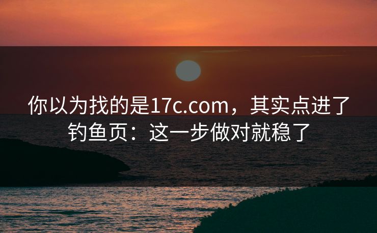 你以为找的是17c.com，其实点进了钓鱼页：这一步做对就稳了